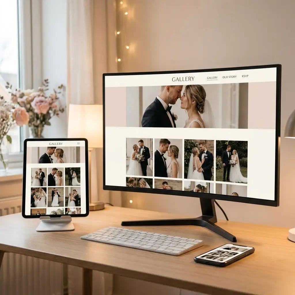 Wedding gallery on desktop, tablet and smartphone with responsive design